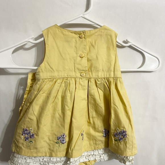 Vintage Gymboree Yellow Baby Dress with Floral Embroidery and matching hat - Picture 2 of 5